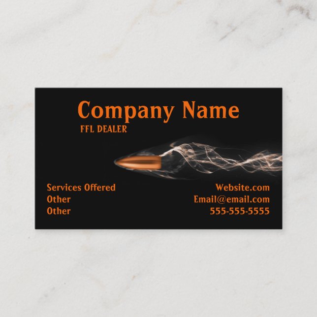 Flying bullet Firearms Business card (Front)