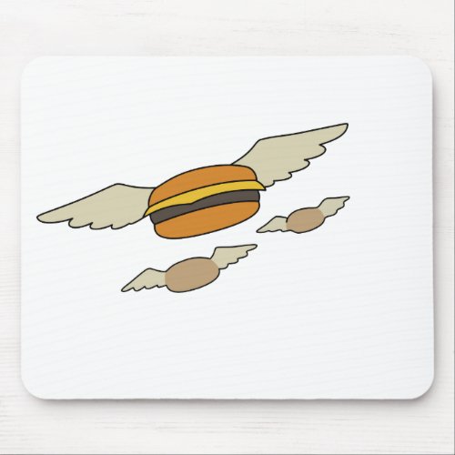 Flying burger burgers funny bob bobs bobs hamburg mouse pad