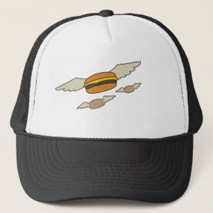 Flying burger burgers funny bob bobs bob's hamburg trucker hat