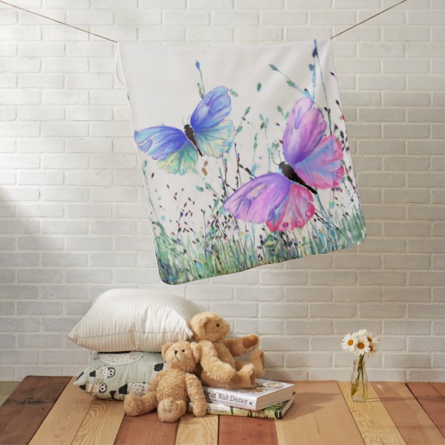 Flying Butterflies Baby Blanket (In Situ)