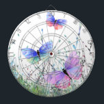 Flying Butterflies Dart Board<br><div class="desc">Dart Board with Spring Joy Colorful Butterflies Flying in Nature Watercolor Painting Butterfly and Flowers - Choose / Add Your Favorite Text / Color - Make Your Unique Dartboards Gift - Resize and move or remove and add elements with customization tool ! - Drawing and Design by MIGNED. You can...</div>
