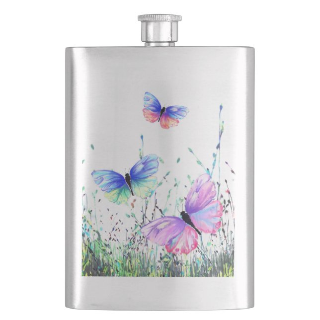 Flying Butterflies Flask (Front)