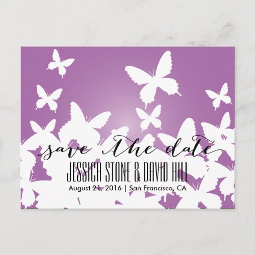 Flying Butterflies Garden Wedding Save the Date Announcement Postcard