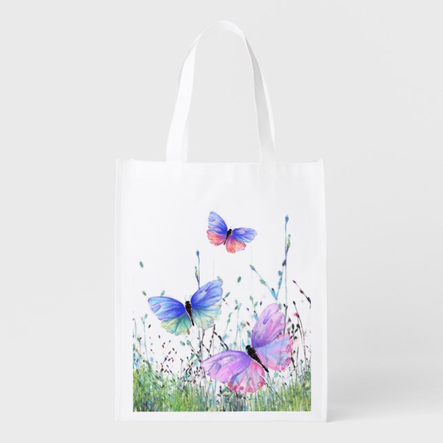 Flying Butterflies Grocery Bag (Front)