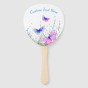 Flying Butterflies Hand Fan with Custom Text