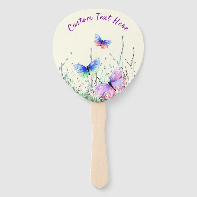 Flying Butterflies Hand Fans Personalized Text (Front)