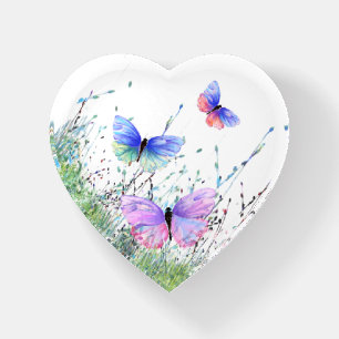 Flying Butterflies Heart Paperweight