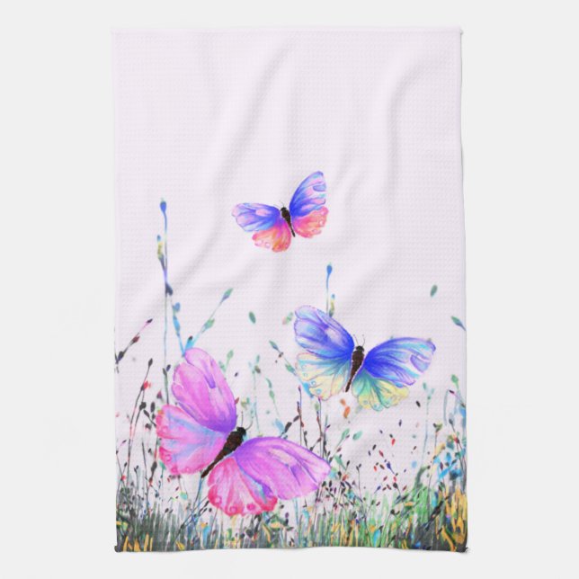 Flying Butterflies Kitchen Towel (Vertical)