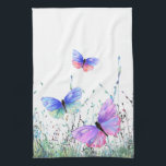 Flying Butterflies Kitchen Towel Spring Joy<br><div class="desc">Kitchen Towels Spring Joy Colorful Butterflies Flying in Nature Watercolor Painting Butterfly and Flowers - Choose / Add Your Favorite Text / Color - Make Your Unique Kitchen Towel Gift - Resize and move or remove and add elements with customization tool ! - Drawing and Design by MIGNED. You can...</div>