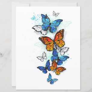 Flying Butterflies Morpho and Monarch