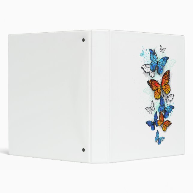 Flying Butterflies Morpho and Monarch 3 Ring Binder (Background)