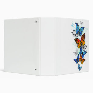 Flying Butterflies Morpho and Monarch 3 Ring Binder