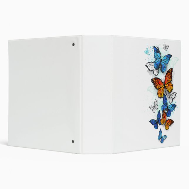 Flying Butterflies Morpho and Monarch 3 Ring Binder (Background)