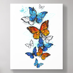 Flying Butterflies Morpho and Monarch Acrylic Photo Tile