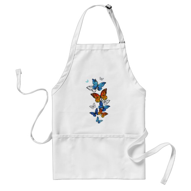 Flying Butterflies Morpho and Monarch Adult Apron (Front)