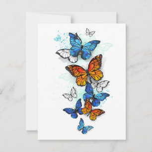 Flying Butterflies Morpho and Monarch Advice Card