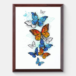 Flying Butterflies Morpho and Monarch Award Plaque