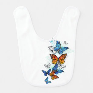 Flying Butterflies Morpho and Monarch Baby Bib