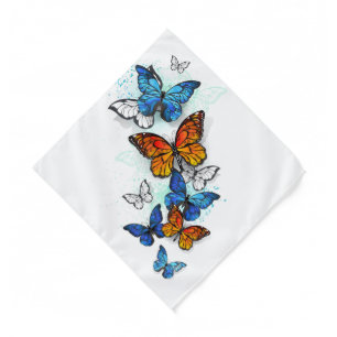 Flying Butterflies Morpho and Monarch Bandana