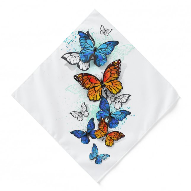 Flying Butterflies Morpho and Monarch Bandana (Front)