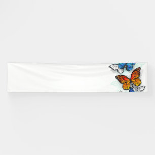Flying Butterflies Morpho and Monarch Banner