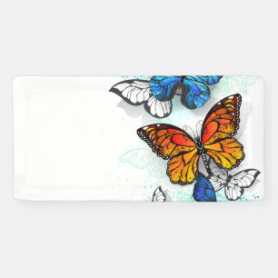 Flying Butterflies Morpho and Monarch Banner