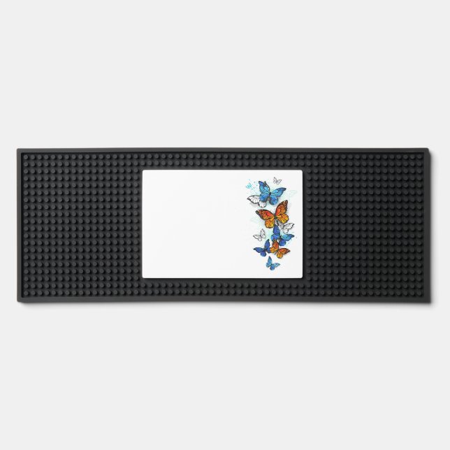 Flying Butterflies Morpho and Monarch Bar Mat (Front)