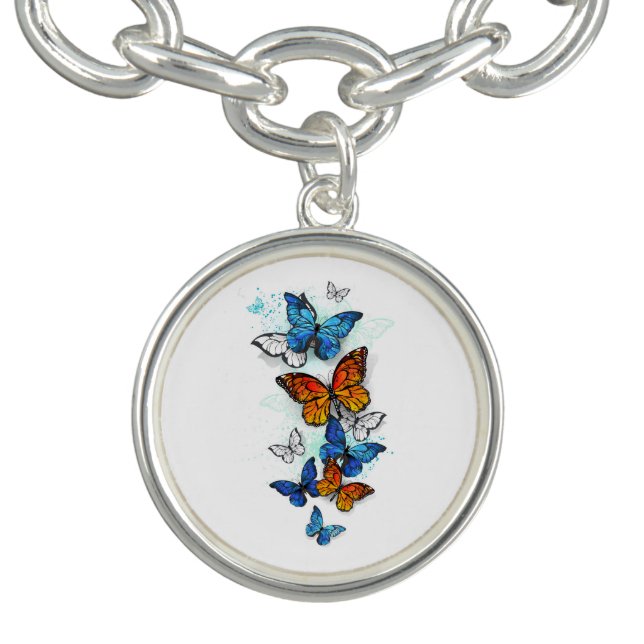 Flying Butterflies Morpho and Monarch Bracelet (Design)