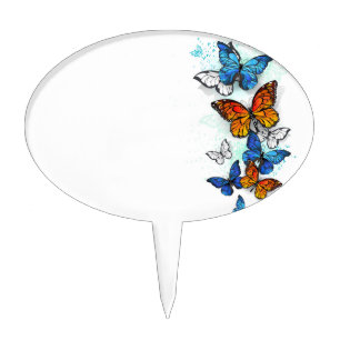 Flying Butterflies Morpho and Monarch Cake Topper