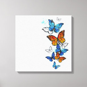 Flying Butterflies Morpho and Monarch Canvas Print