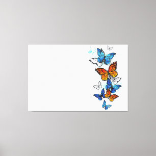 Flying Butterflies Morpho and Monarch Canvas Print