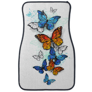 Flying Butterflies Morpho and Monarch Car Floor Mat