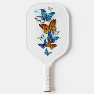 Flying Butterflies Morpho and Monarch Carbon Fiber Pickleball Paddle