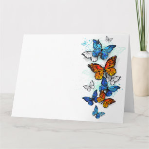 Flying Butterflies Morpho and Monarch Card