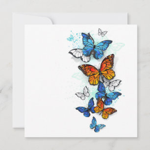 Flying Butterflies Morpho and Monarch Card