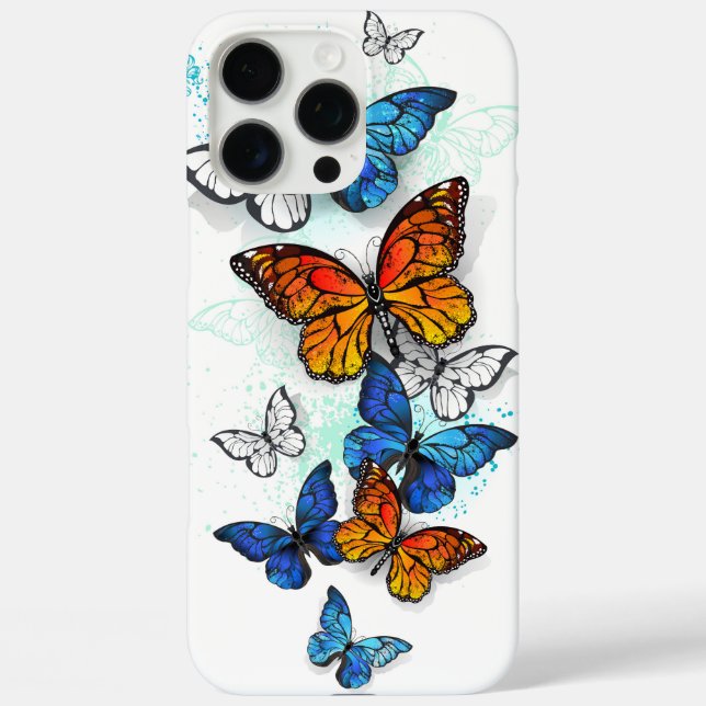 Flying Butterflies Morpho and Monarch Case-Mate iPhone Case (Back)
