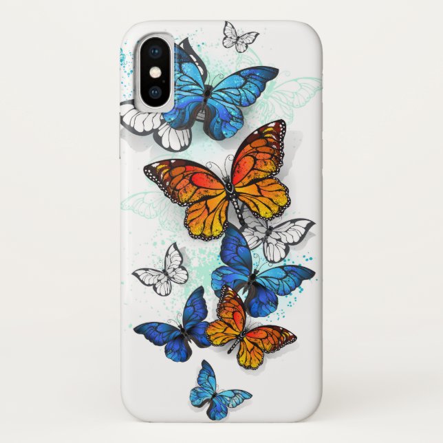 Flying Butterflies Morpho and Monarch Case-Mate iPhone Case (Back)