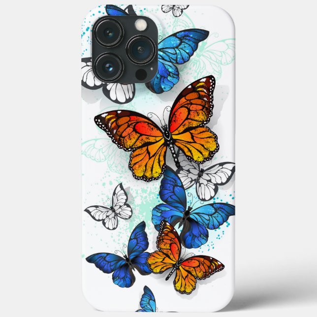 Flying Butterflies Morpho and Monarch Case-Mate iPhone Case (Back)