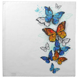 Flying Butterflies Morpho and Monarch Cloth Napkin