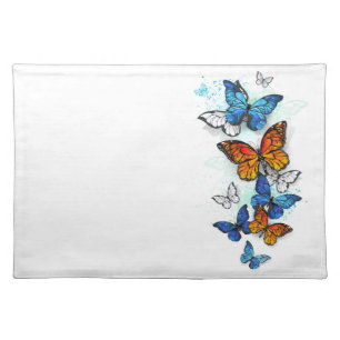 Flying Butterflies Morpho and Monarch Cloth Placemat