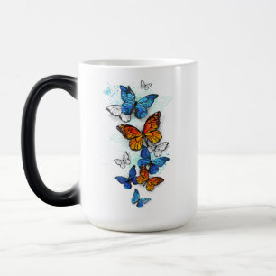 Flying Butterflies Morpho and Monarch Color Morph Mug