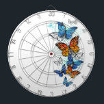 Flying Butterflies Morpho and Monarch Dart Board<br><div class="desc">Flying,  bright,  blue butterfly morpho and orange monarch butterfly on a white background. Morpho. Monarch butterfly. Design with butterflies.</div>