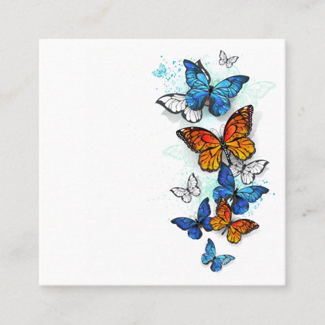 Flying Butterflies Morpho and Monarch Discount Card (Front)