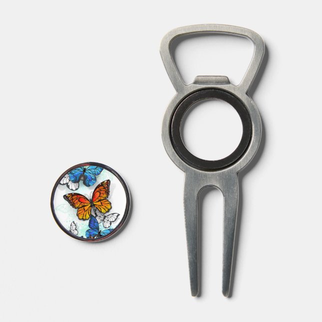 Flying Butterflies Morpho and Monarch Divot Tool (Front (Open))