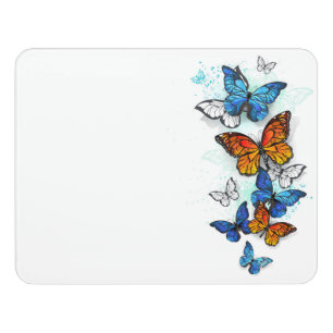 Flying Butterflies Morpho and Monarch Door Sign