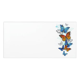 Flying Butterflies Morpho and Monarch Door Sign