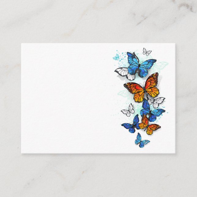 Flying Butterflies Morpho and Monarch Enclosure Card (Front)