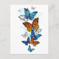 Flying Butterflies Morpho and Monarch