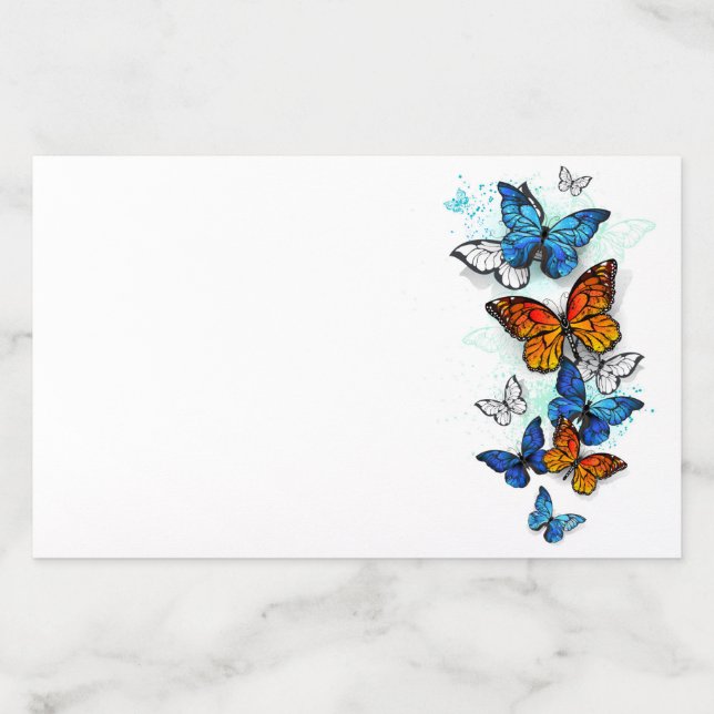 Flying Butterflies Morpho and Monarch Envelope Liner (Design)