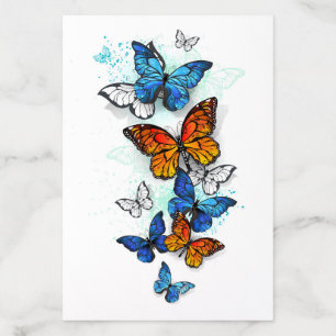 Flying Butterflies Morpho and Monarch Envelope Liner